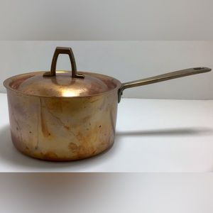 Vintage Paul Revere Ware 1801 Copper & Stainless steel 5 in diameter Pot And Lid